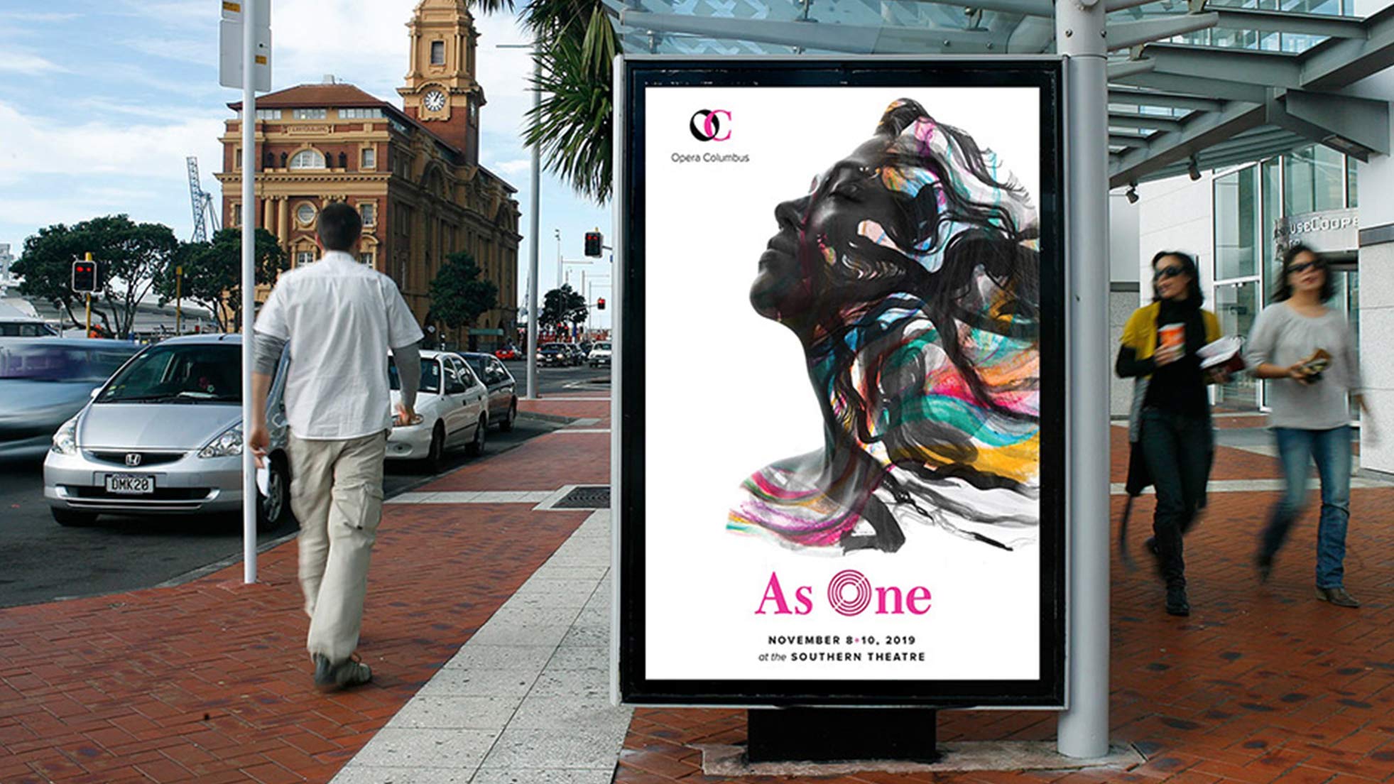 Production of AS ONE, Artwork from show on billboard
